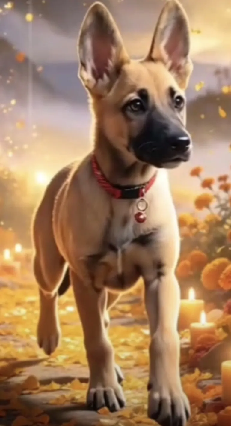 Photo of Zeus, dog, on their Day of the Dead ofrenda