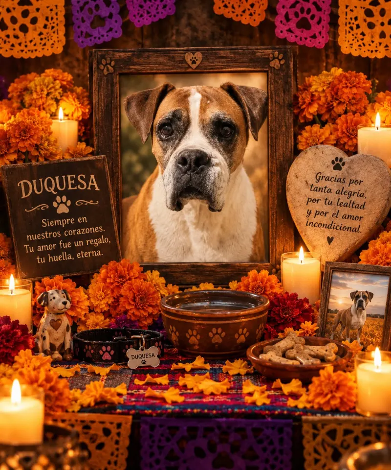 Foto de DUQUESA, perro, en su ofrenda de Día de Muertos