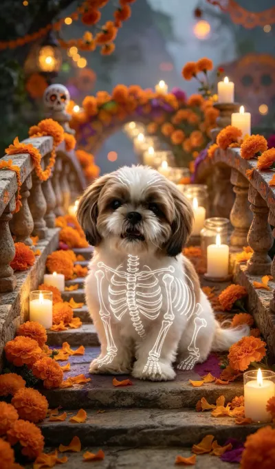 Photo of Kevin, dog, on their Day of the Dead ofrenda