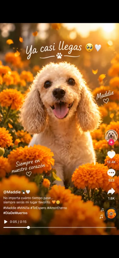 Foto de Leisy, perro, en su ofrenda de Día de Muertos